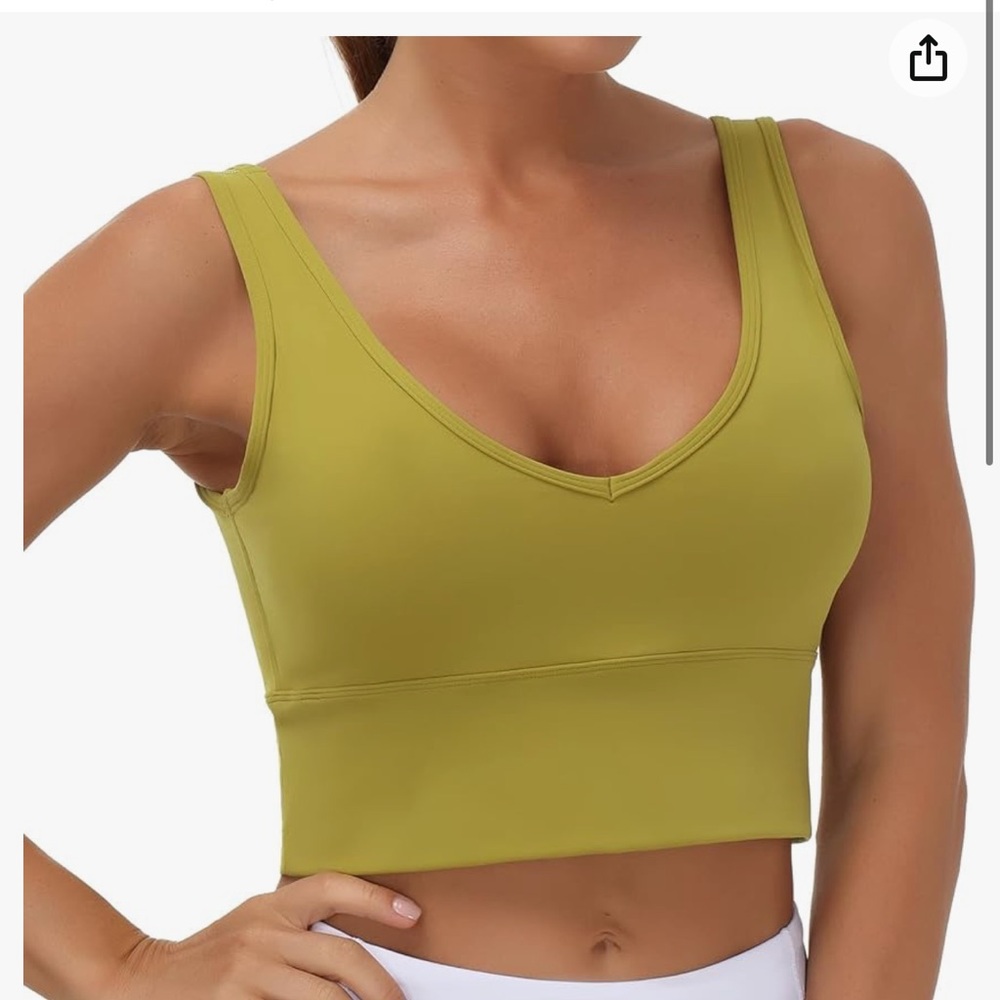 🖤❣️Amazon Sports Bra Lime Green Chartreuse U Back V Back Wear Two Ways
